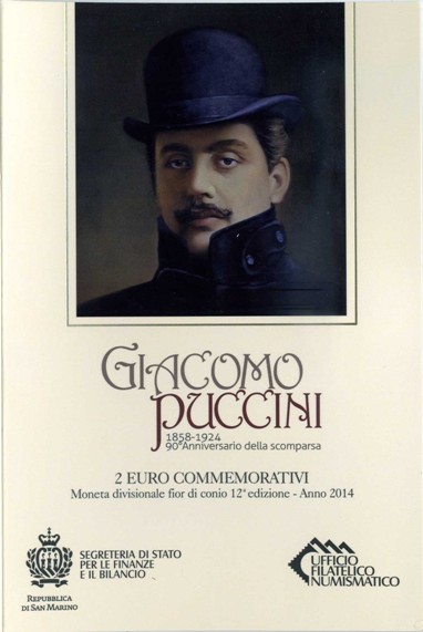 2 euros conmemorativa 90º Aniversario de la muerte de Giacomo Puccini